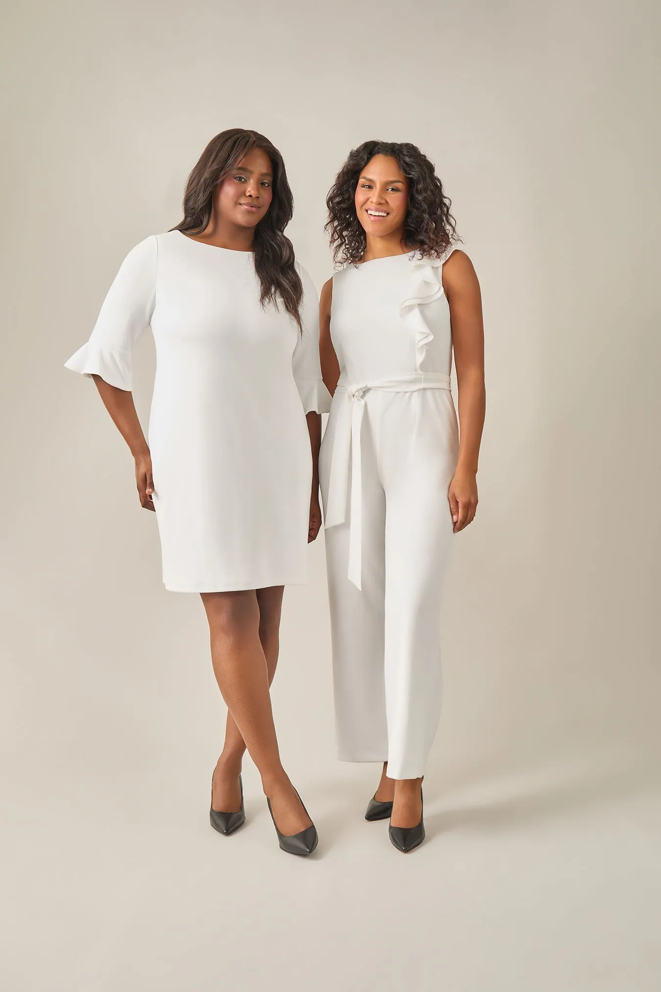 Ruffle Shoulder Jumpsuit, White