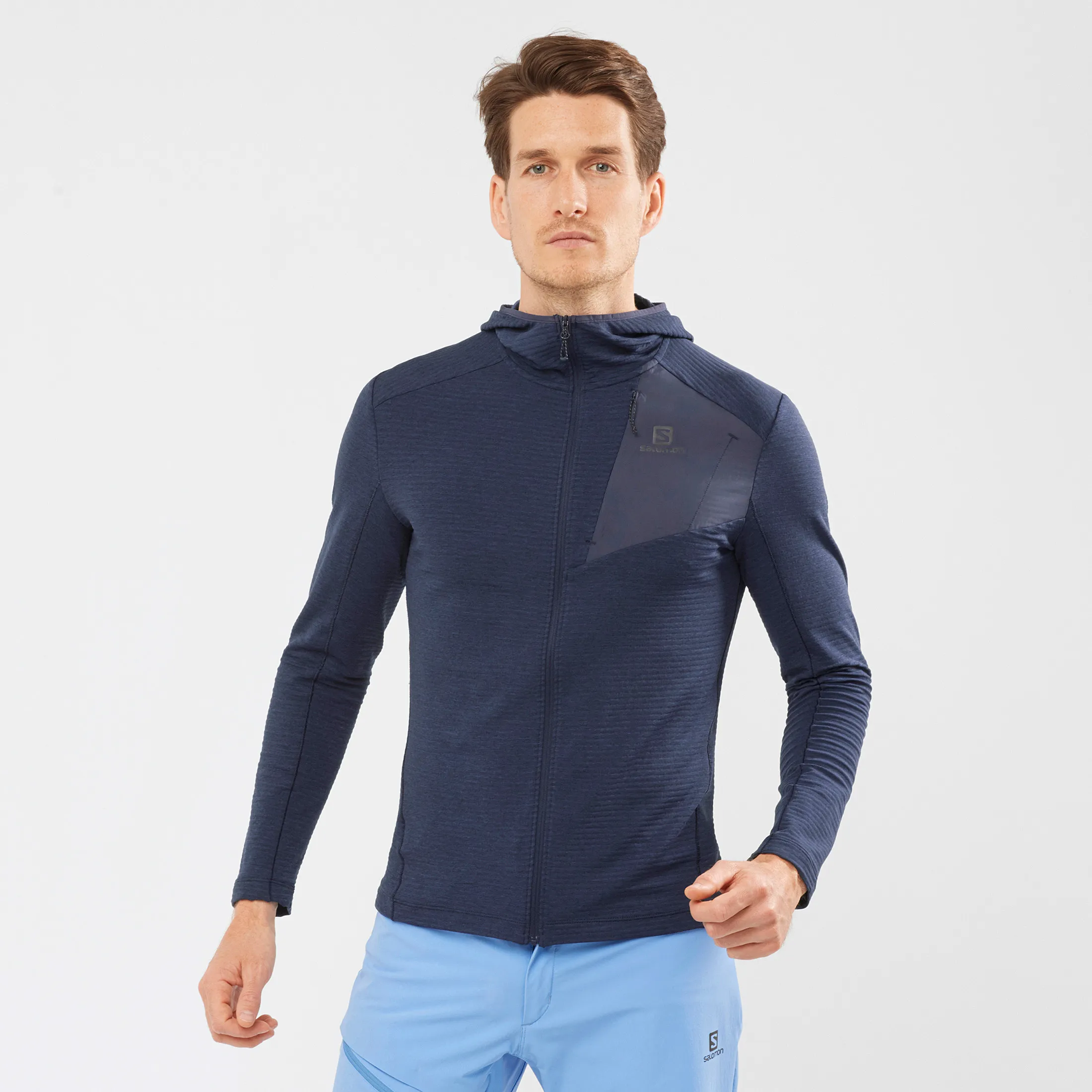 Salomon Men&#x27;s Outline Full Zip Hoodie Mood Indigo | Buy Salomon Men&#x27;s Outline Full Zip Hoodie Mood Indigo here | Outnorth