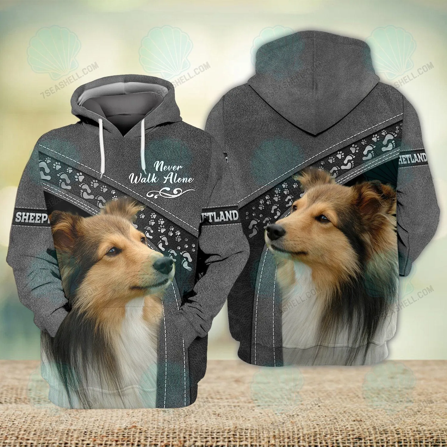 Shetland Sheepdogs Love Never Walk Alone 3D Full Print Shirts, Christmas Dog Memorial Gifts for loss of Dog