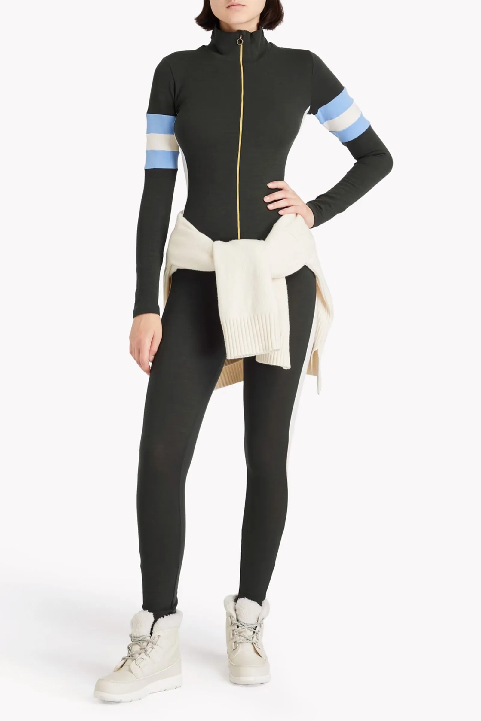 Ski Striped Merino Wool-blend Piqué Jumpsuit