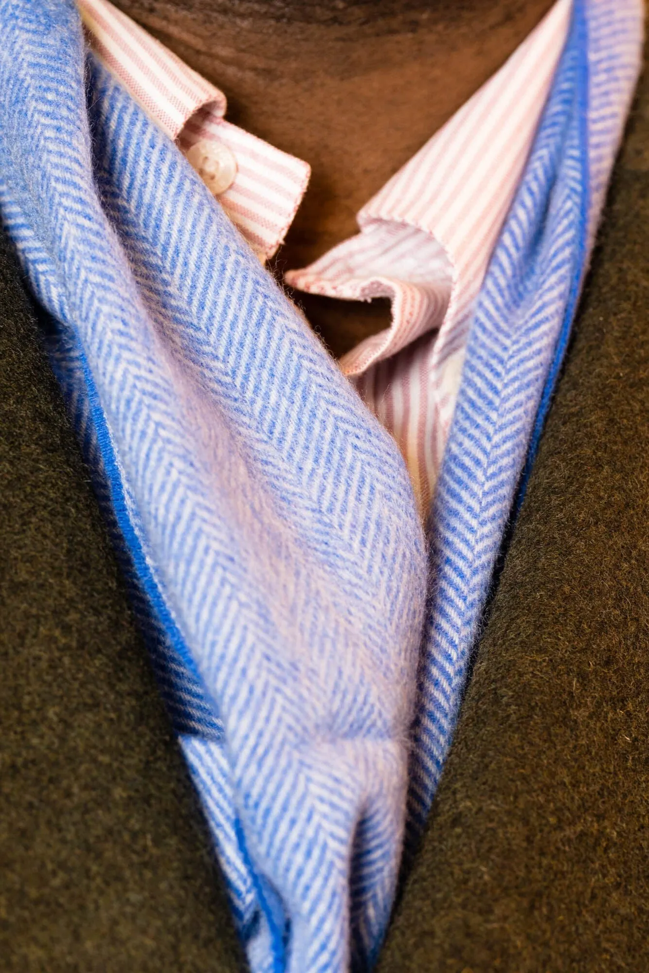 Sky Blue Herringbone Cashmere Scarf