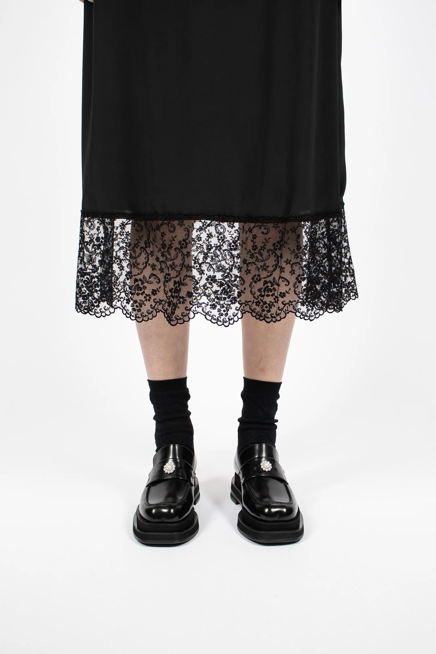 Slip Dress Black/Lace Trim