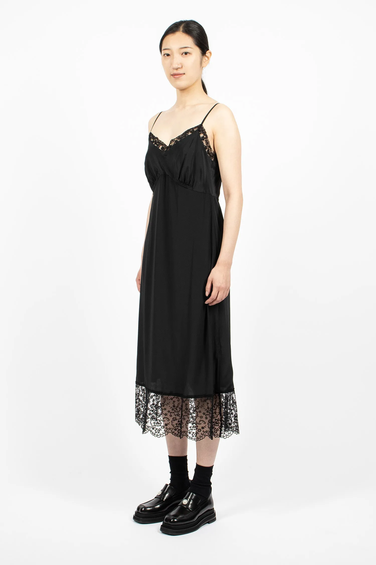 Slip Dress Black/Lace Trim