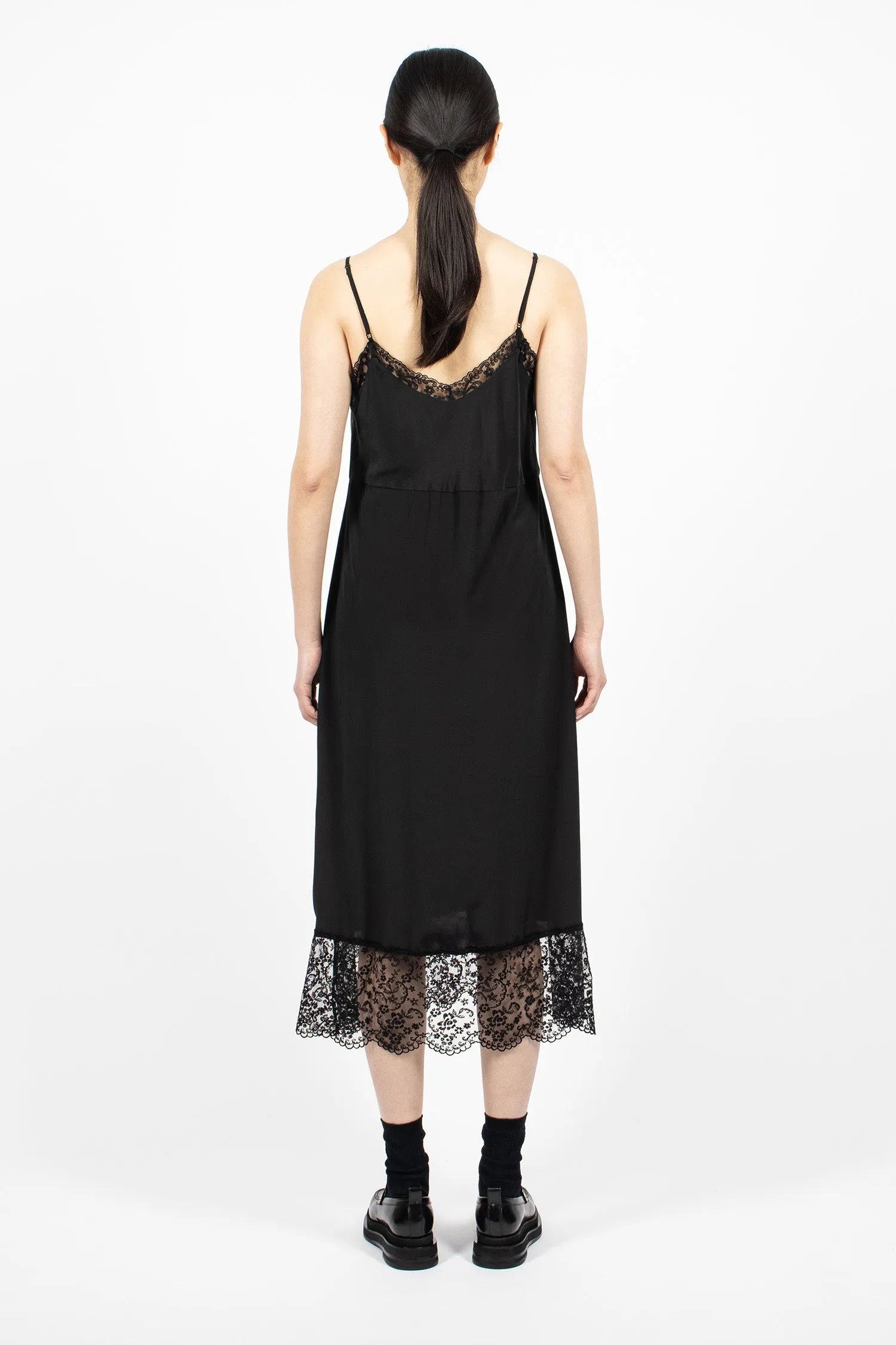 Slip Dress Black/Lace Trim