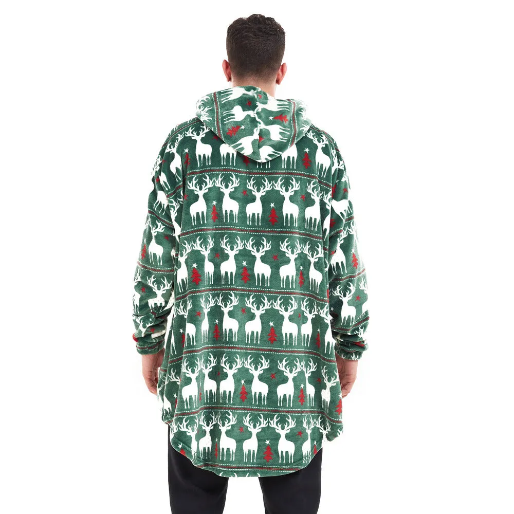 Snuggs Blanket Hoodie Green Christmas