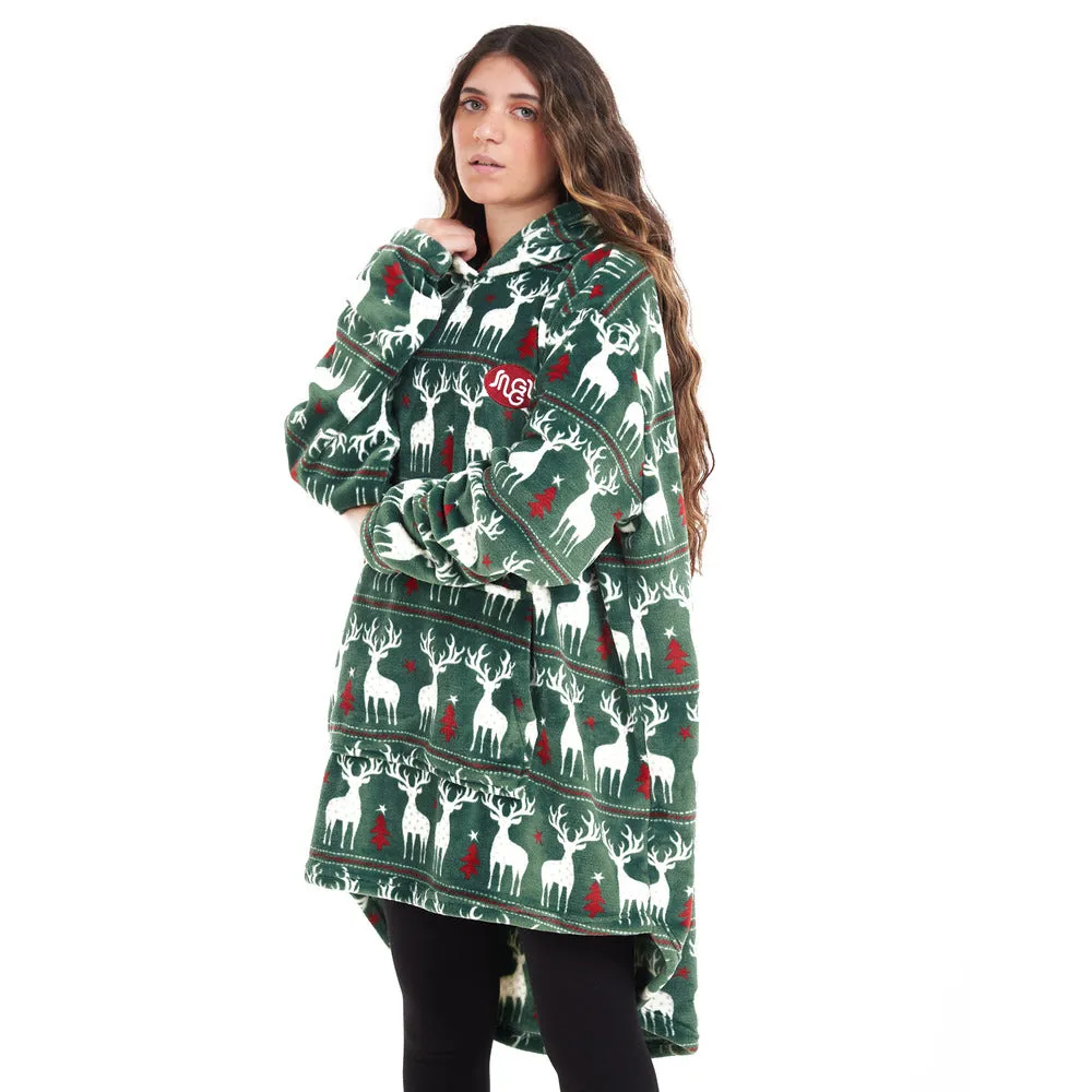 Snuggs Blanket Hoodie Green Christmas
