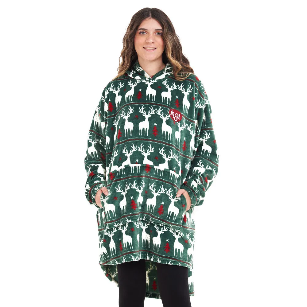 Snuggs Blanket Hoodie Green Christmas