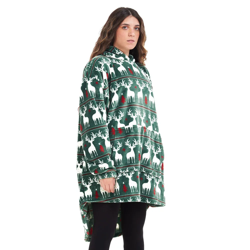 Snuggs Blanket Hoodie Green Christmas