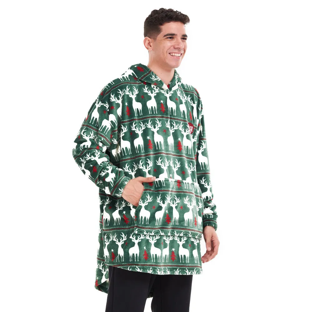 Snuggs Blanket Hoodie Green Christmas