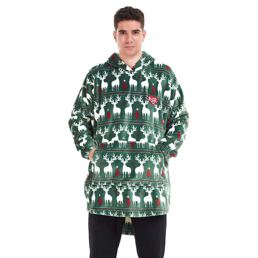Snuggs Blanket Hoodie Green Christmas