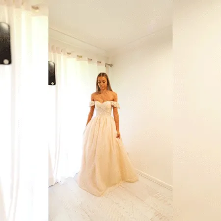 Sparkling light gold tulle princess dress