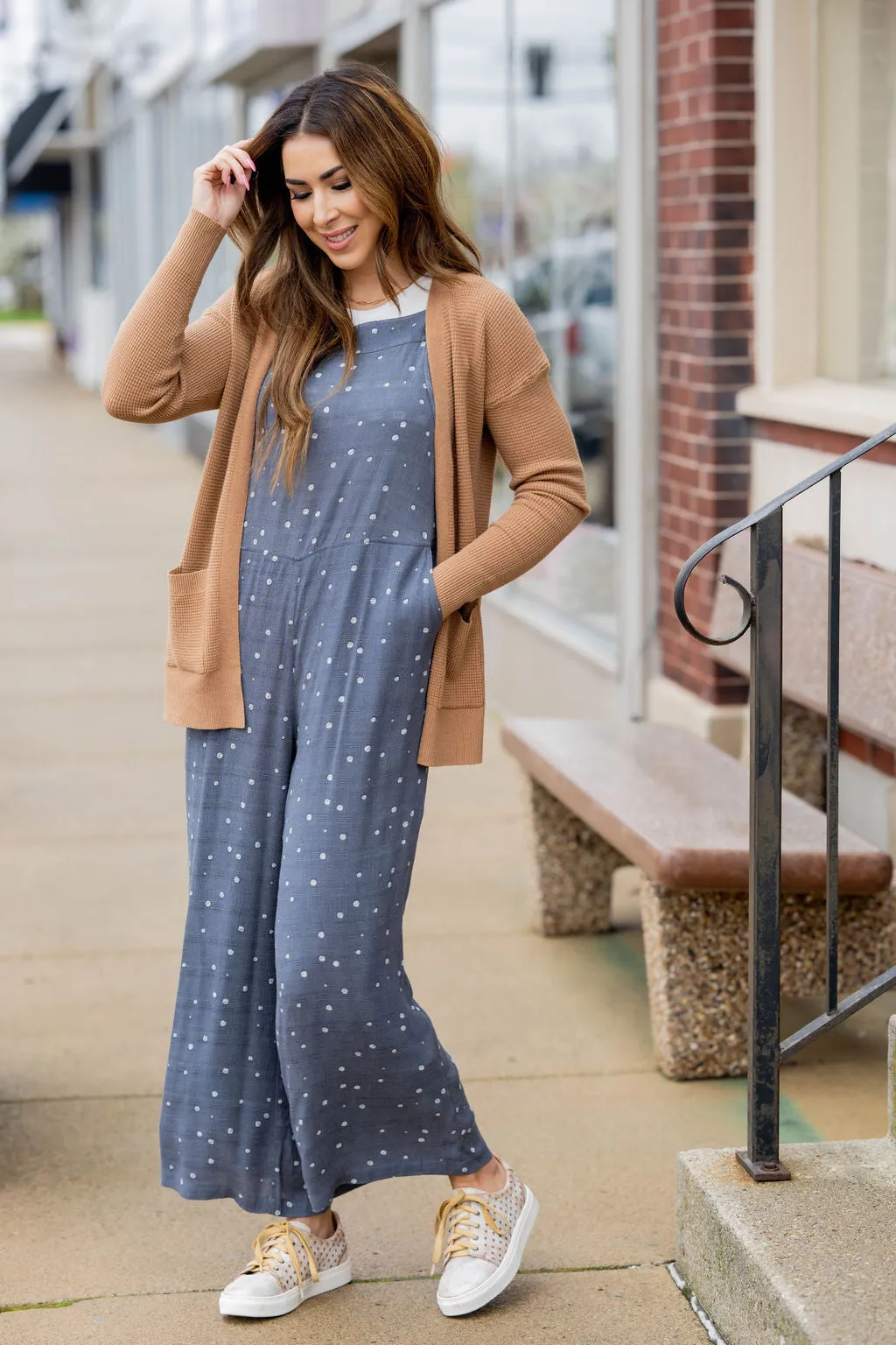 Spotted Tie Strap Jumpsuit