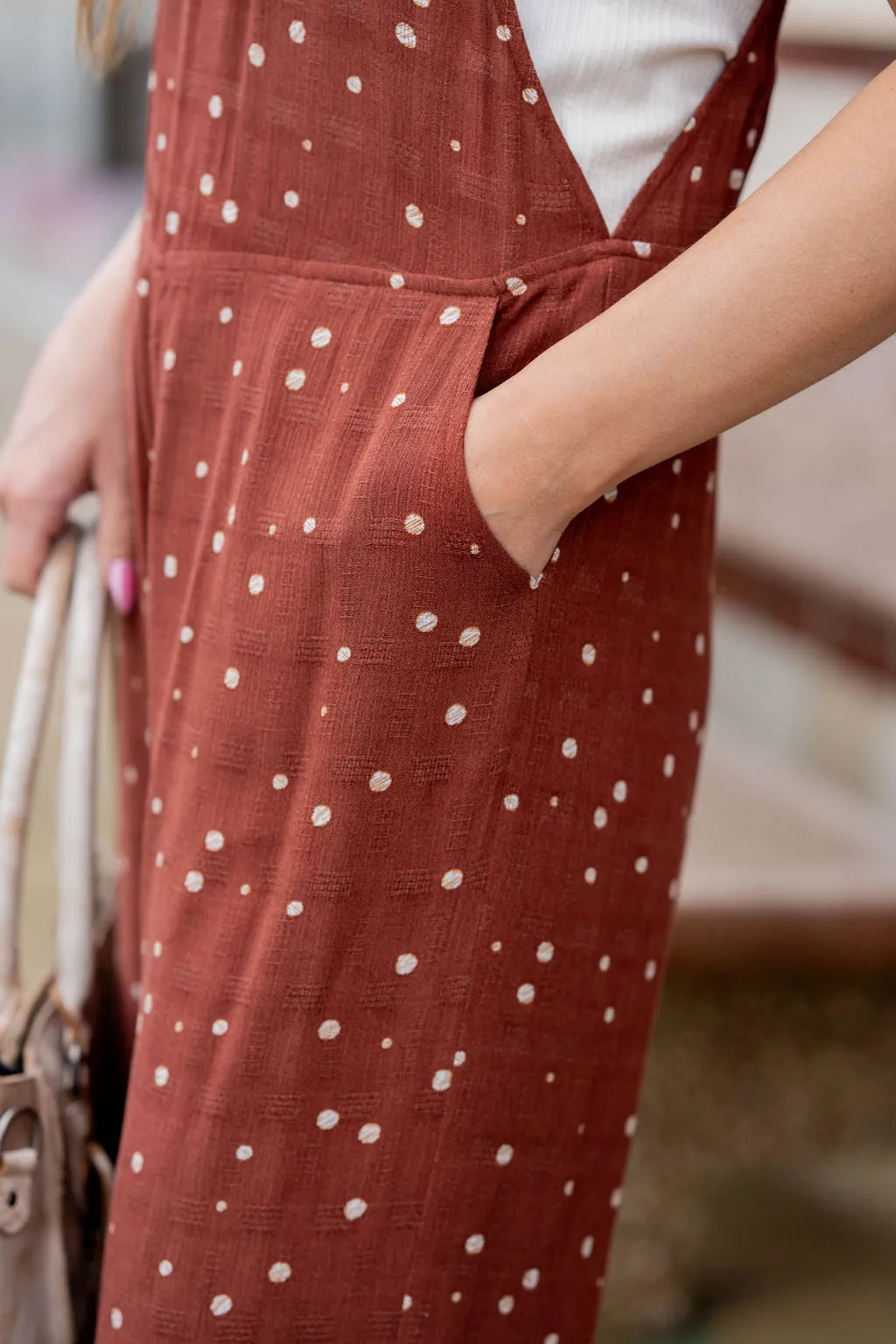 Spotted Tie Strap Jumpsuit