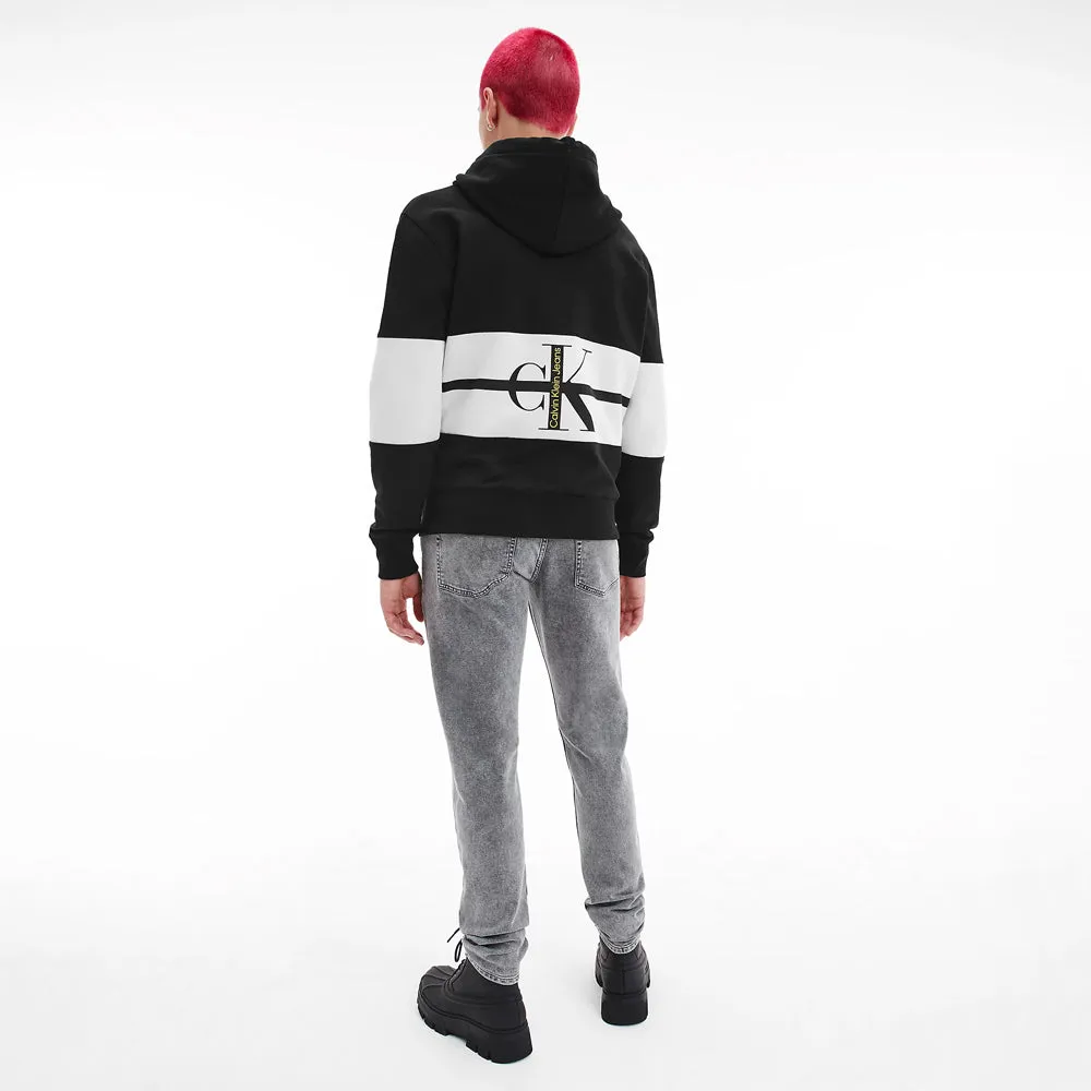 Stripe Colorblocking Hoodie - Black