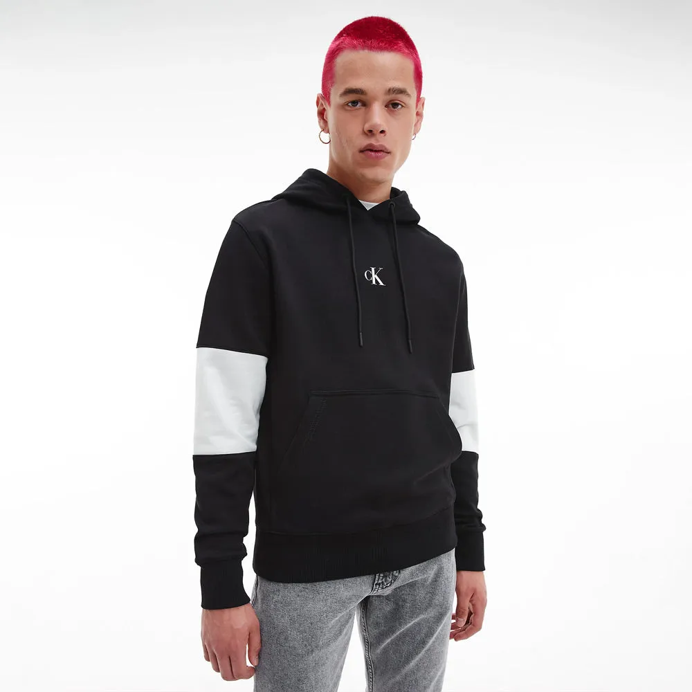 Stripe Colorblocking Hoodie - Black