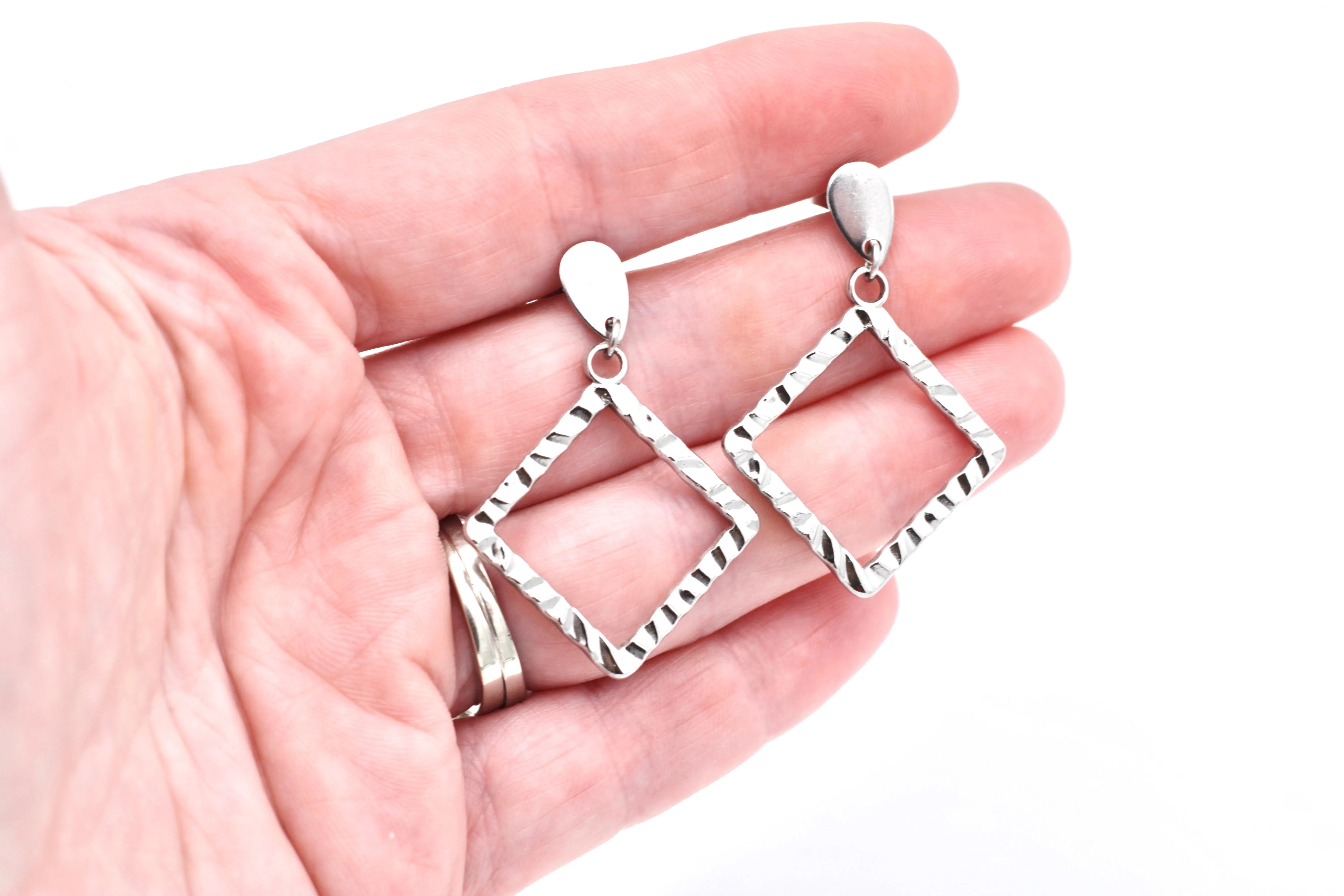 Textured Diamond Earrings