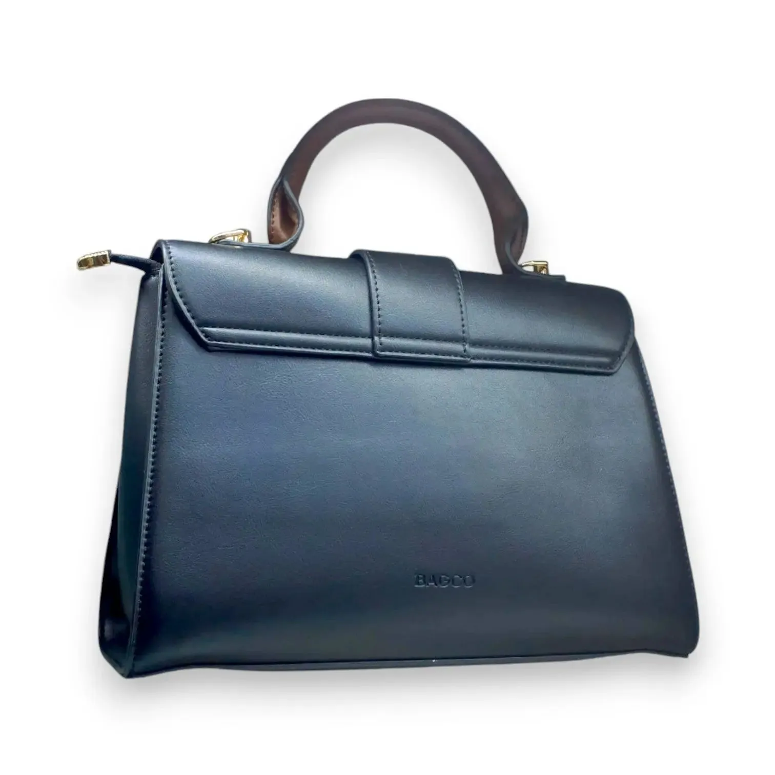 Textured Leather Detachable Strap Hand Bag