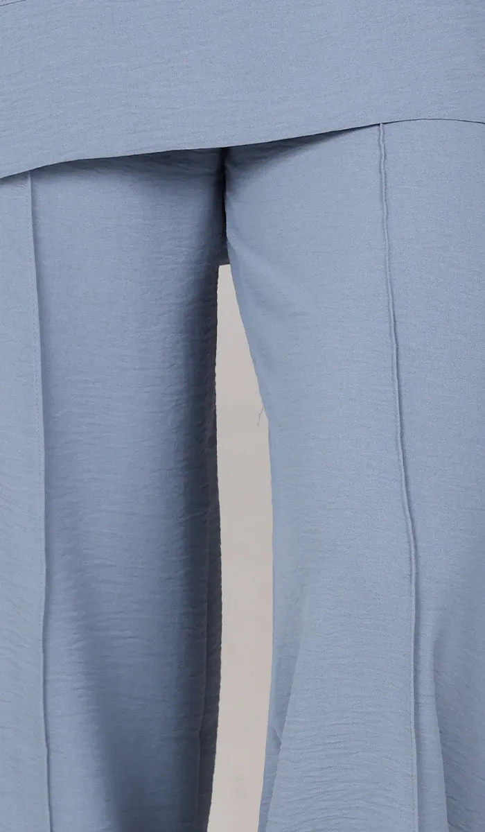 Tina Loose Stretch Wide Leg Pants - Blue