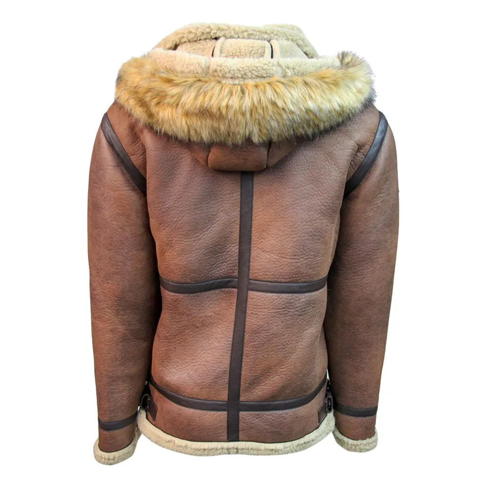 Top Gun Shearling Jacket Brown Premium Wool Blend