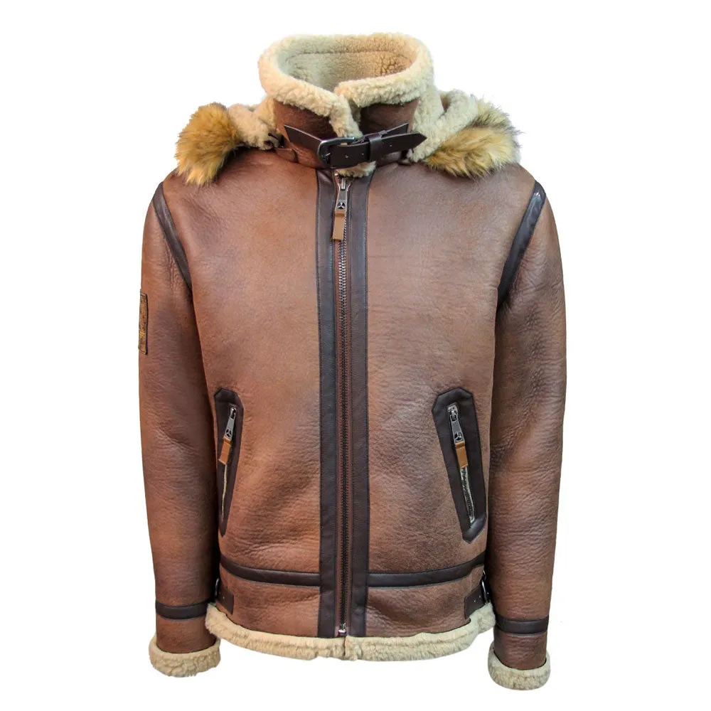 Top Gun Shearling Jacket Brown Premium Wool Blend