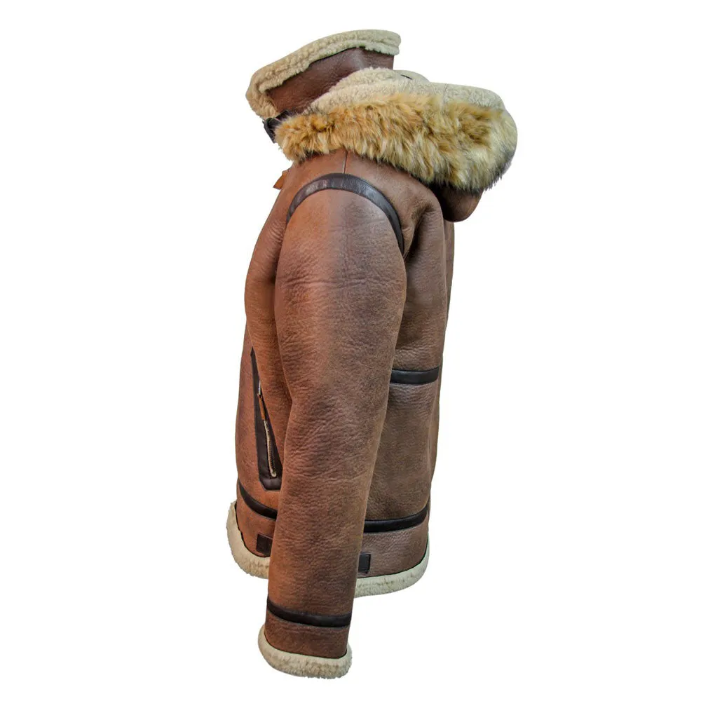 Top Gun Shearling Jacket Brown Premium Wool Blend