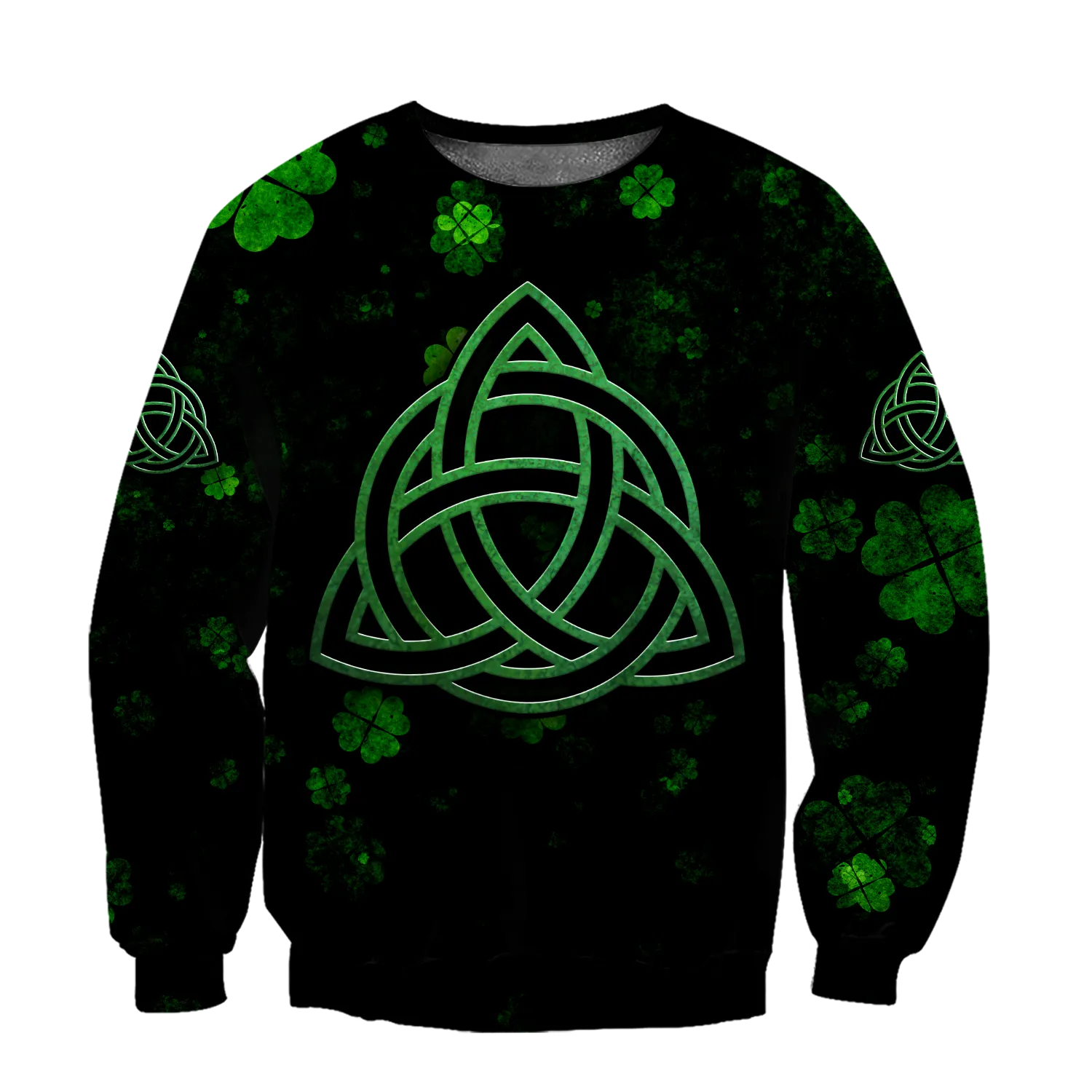Trinity Knot or Rings Green Shamrock Shirt, St. Patrick's Day All Over Printed Shirt, Lucky Shamrock Shirt