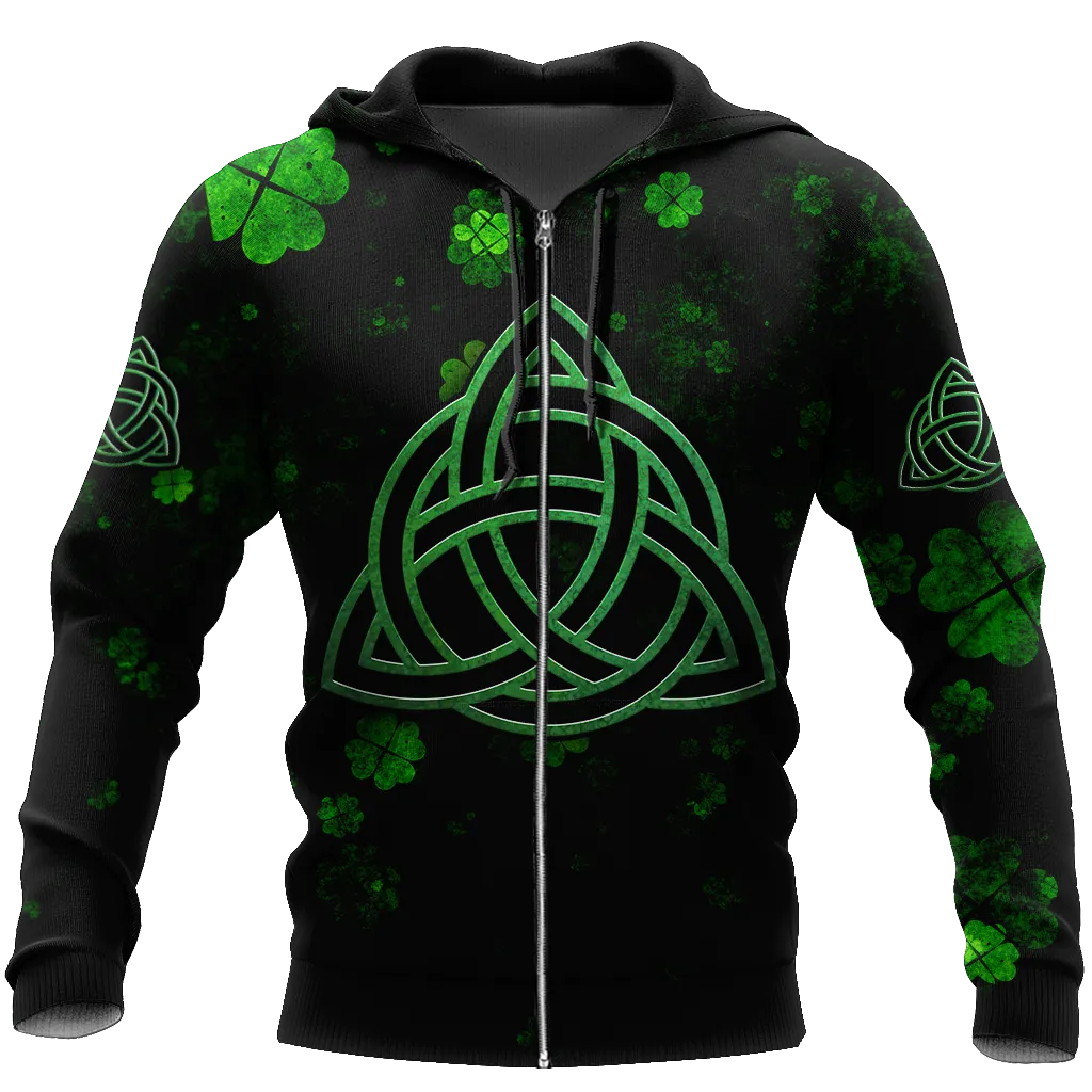 Trinity Knot or Rings Green Shamrock Shirt, St. Patrick's Day All Over Printed Shirt, Lucky Shamrock Shirt