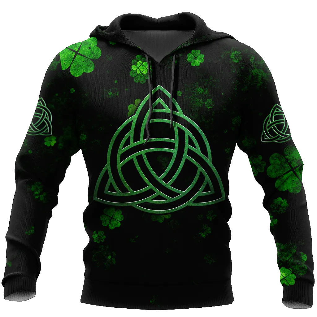 Trinity Knot or Rings Green Shamrock Shirt, St. Patrick's Day All Over Printed Shirt, Lucky Shamrock Shirt
