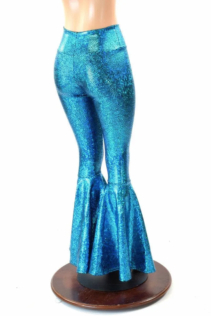 Turquoise High Waist Bell Bottom Flares