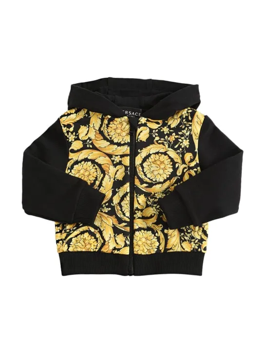 Versace   Barocco print cotton zip hoodie 