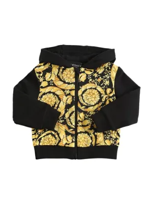 Versace   Barocco print cotton zip hoodie 