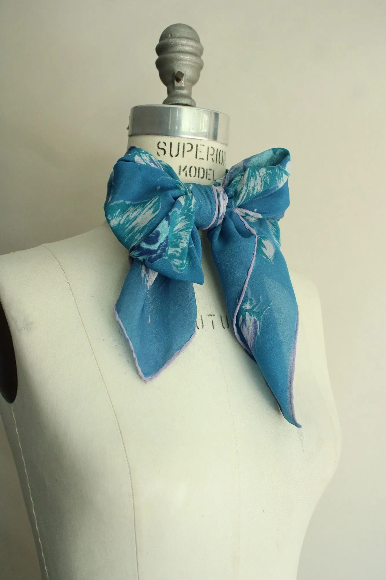 Vintage Blue and Purple Roses Floral Print Scarf