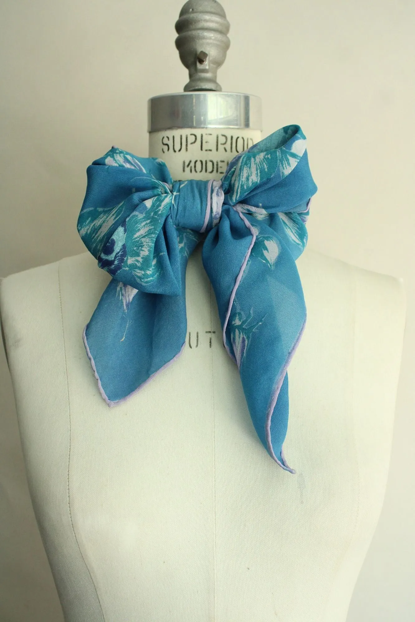 Vintage Blue and Purple Roses Floral Print Scarf