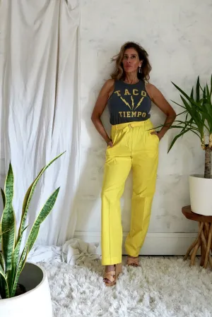 Vintage Canary Yellow Belted Pants