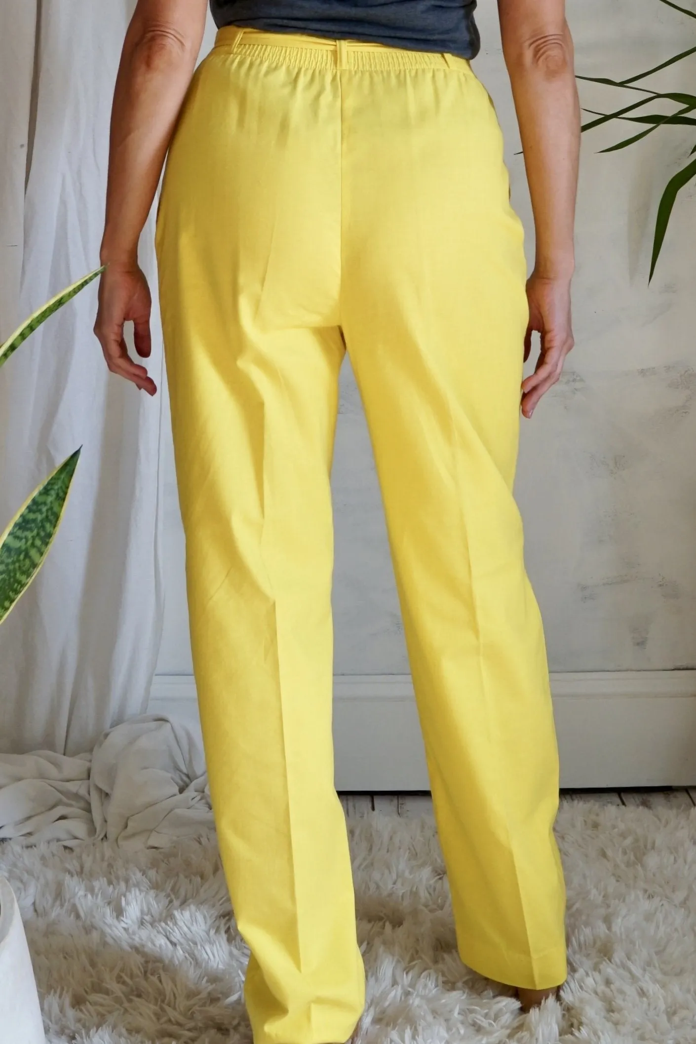 Vintage Canary Yellow Belted Pants