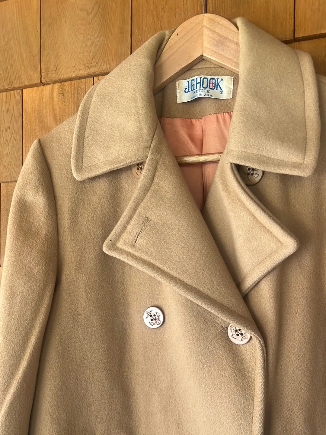 Vintage J.G. Hook Wool Pea Coat - Camel
