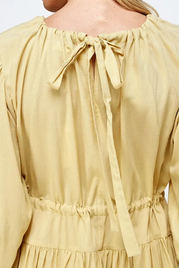 Volumed Sleeve Midi Dress