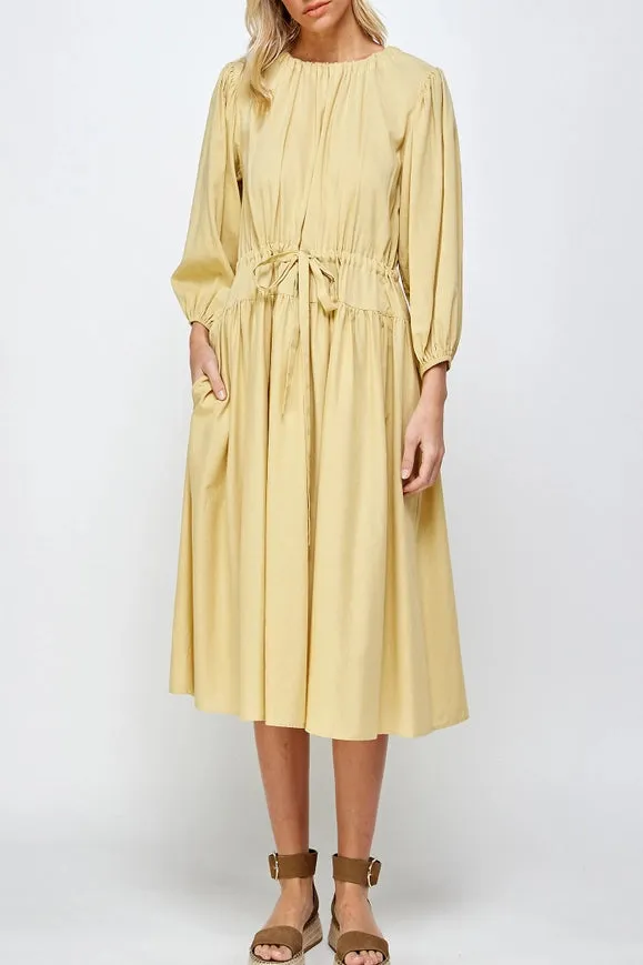 Volumed Sleeve Midi Dress