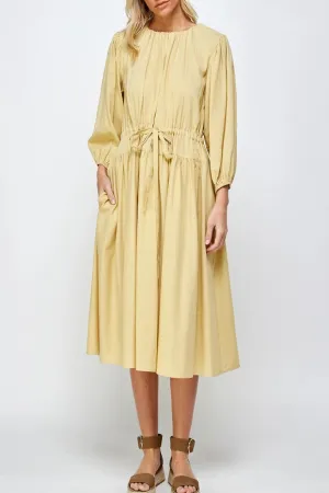 Volumed Sleeve Midi Dress