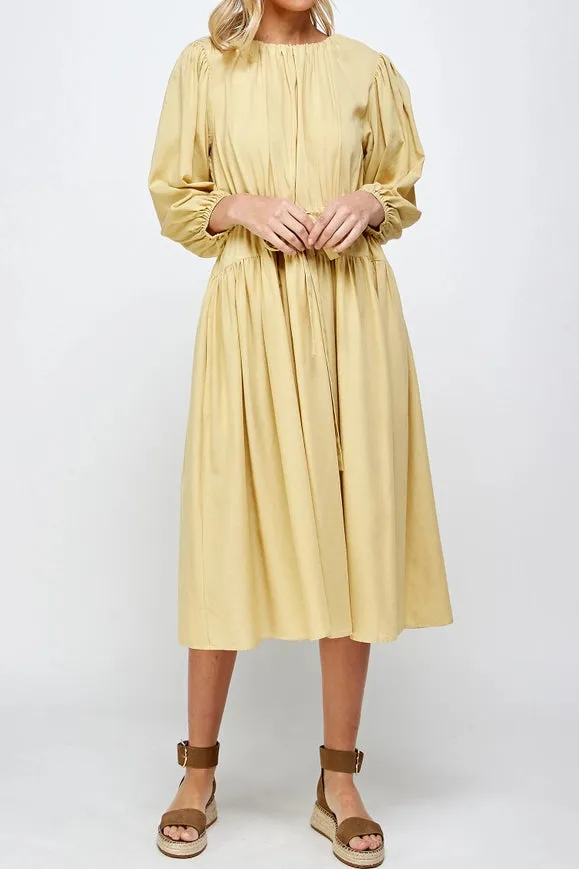 Volumed Sleeve Midi Dress