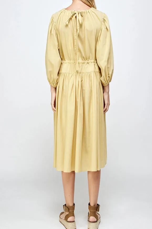 Volumed Sleeve Midi Dress